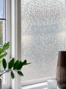 1 Roll 3D Laser Holographic Window Film, Rainbow Mosaic Effect Static Cling Privacy Window Sticker, Colorful Glass Window Decal, 17.73 Inch Wide, Suitable For Living Room, Christmas Party, LPS Christmas Backdrop - Clear - View 6