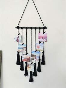 1 Tua Rua Trang Trí Treo Tường Với 20 Chiếc Kẹp Gỗ, Màn Hình Hiển Thị Ảnh Treo Tường Cho Trang Trí Nhà - màu đen - Xem 5