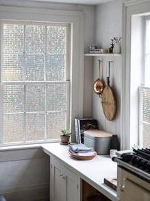 1 Roll 3D Laser Holographic Window Film, Rainbow Mosaic Effect Static Cling Privacy Window Sticker, Colorful Glass Window Decal, 17.73 Inch Wide, Suitable For Living Room, Christmas Party, LPS Christmas Backdrop - Clear - View 9