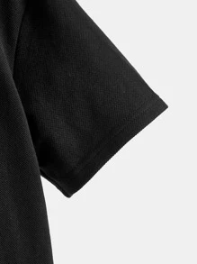 SHEIN Boys Colour Block Polo Shirt - Black - View 3