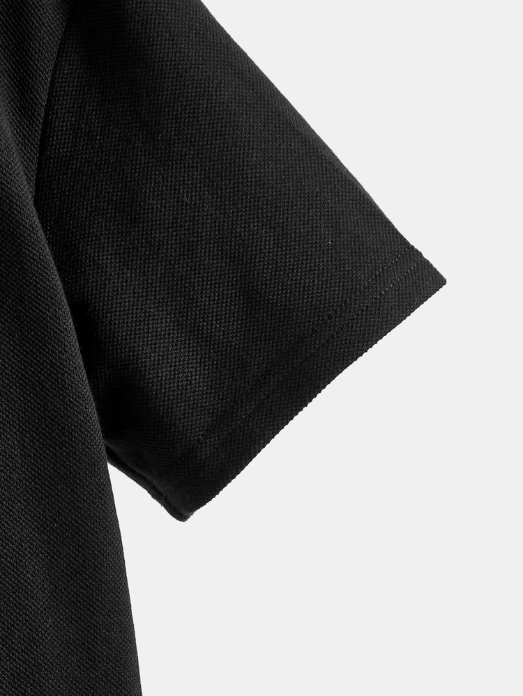 SHEIN Boys Color Block Polo Shirt - Black - View 3