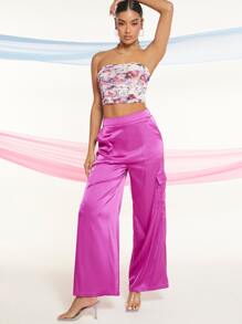 SHEIN BAE Floral Print Ruched Tube Top - Multicolor - View 5