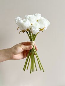 12pcs/set Plastic Artificial Flower, Simulated Flower Decor Home Decoration - White - View 2