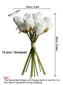 12pcs/set Plastic Artificial Flower, Simulated Flower Decor Home Decoration - White - View 4