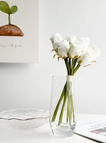 12pcs/set Plastic Artificial Flower, Simulated Flower Decor Home Decoration - White - View 5