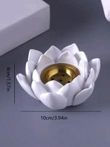 1pc Đồ trang trí thủ công bằng Polyresin, Lư hương hình hoa sen sáng tạo cho gia đình - trắng - Xem 3