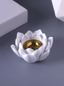 1pc Đồ trang trí thủ công bằng Polyresin, Lư hương hình hoa sen sáng tạo cho gia đình - trắng - Xem 4