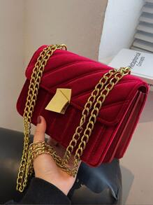 衍縫鏈條翻蓋方包