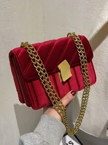 衍縫鏈條翻蓋方包