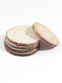 5入組木樹切片創意圓板雕刻 - 米色 - 查看 5