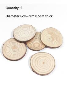 5入組木樹切片創意圓板雕刻 - 米色 - 查看 6
