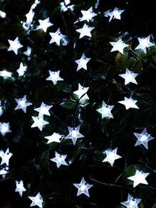 1入組20/30/50/100顆led 5/6.5/7/12米太陽能星星串燈,適用於戶外露營、別墅、陽台裝飾草坪、花園、廣場和四季 - 白色 - 查看 4