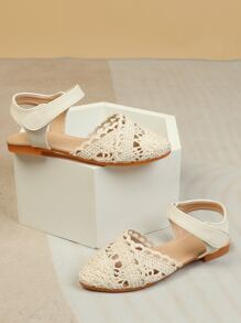 Giày búp bê trẻ em Rỗng màu trơn Dây đeo mắt cá chân - Màu be - Xem 3