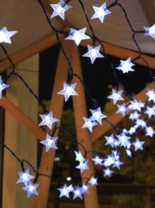 1入組20/30/50/100顆led 5/6.5/7/12米太陽能星星串燈,適用於戶外露營、別墅、陽台裝飾草坪、花園、廣場和四季 - 白色 - 查看 3