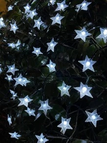 1入組20/30/50/100顆led 5/6.5/7/12米太陽能星星串燈,適用於戶外露營、別墅、陽台裝飾草坪、花園、廣場和四季 - 白色 - 查看 6