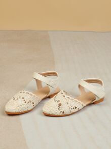 Giày búp bê trẻ em Rỗng màu trơn Dây đeo mắt cá chân - Màu be - Xem 5