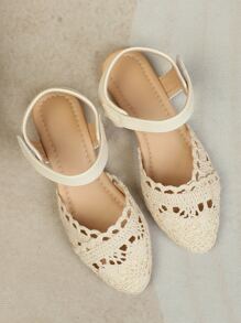Giày búp bê trẻ em Rỗng màu trơn Dây đeo mắt cá chân - Màu be - Xem 6
