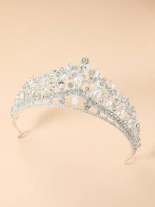水鑽裝飾新娘髮箍 - 銀色 - 查看 1