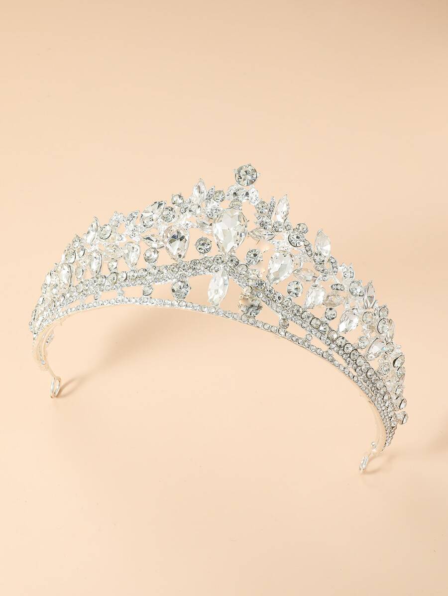 水鑽裝飾新娘髮箍 - 銀色 - 查看 1