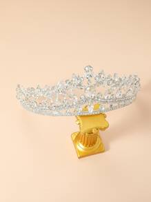 水鑽裝飾新娘髮箍 - 銀色 - 查看 2