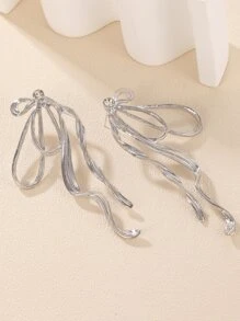 Bow Stud Earrings - Silver - View 5