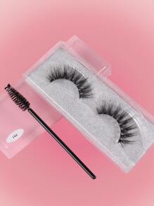 ROMWE 1對分離式假睫毛和1入組刷 - 黑色 - 查看 1