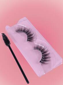 ROMWE 1對分離式假睫毛和1入組刷 - 黑色 - 查看 3