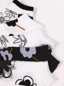 5pairs Floral Pattern Ankle Socks - Multicolor - View 2