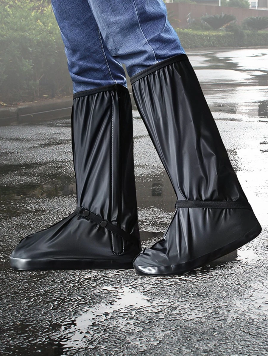 1 Đôi PVC Đi Mưa Ủng, Màu Đen Có Thể Tái Sử Dụng Giày Đi Mưa Cho Ngoài Trời - màu đen - Xem 1