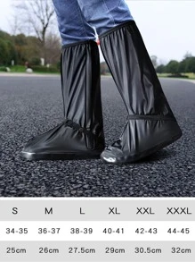 1 Đôi PVC Đi Mưa Ủng, Màu Đen Có Thể Tái Sử Dụng Giày Đi Mưa Cho Ngoài Trời - màu đen - Xem 3