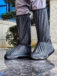 1 Đôi PVC Đi Mưa Ủng, Màu Đen Có Thể Tái Sử Dụng Giày Đi Mưa Cho Ngoài Trời - màu đen - Xem 5