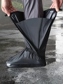 1 Đôi PVC Đi Mưa Ủng, Màu Đen Có Thể Tái Sử Dụng Giày Đi Mưa Cho Ngoài Trời - màu đen - Xem 6
