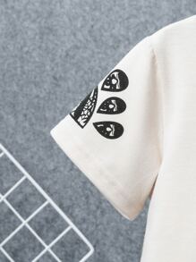 SHEIN Toddler Boys Geo Print Tee & Joggers - Apricot - View 3