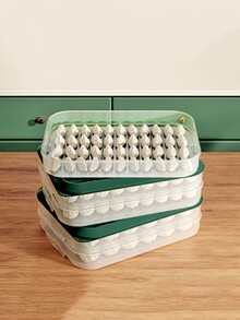 1 cái Hộp đựng bánh bao dung tích lớn, Hộp bảo quản hoành thánh thực phẩm đông lạnh nhanh nhiều lớp được niêm phong đặc biệt và giữ tươi cho ngăn đông tủ lạnh - màu xanh lá - Xem 2