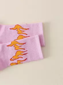 Men Flame Pattern Crew Socks, Fall Socks - Multicolor - View 4