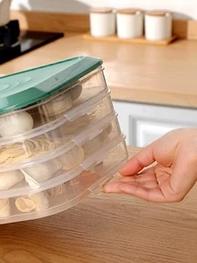 1 cái Hộp đựng bánh bao dung tích lớn, Hộp bảo quản hoành thánh thực phẩm đông lạnh nhanh nhiều lớp được niêm phong đặc biệt và giữ tươi cho ngăn đông tủ lạnh - màu xanh lá - Xem 4