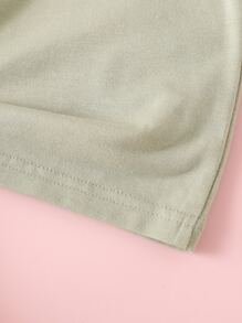 SHEIN 女小童可愛休閒短袖T恤帶植物印花適合夏天