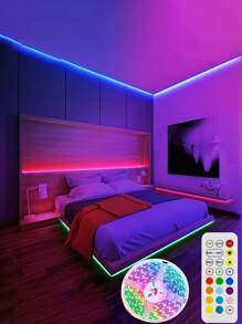1入組銅質LED燈帶極簡主義30/60/90/150LED 1/2/3/5M RGB LED家用遙控燈帶 - 彩色 - 查看 1
