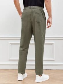 GENTILAND Quần Nam Nút Túi Dây kéo màu trơn Giải trí - xanh quân đội - Xem 2