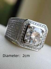 1 件男士全镶嵌时尚戒指 - 銀色 - 查看 3