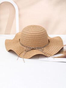 海星裝飾草編帽 - 棕色 - 查看 4