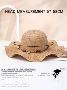 海星裝飾草編帽 - 棕色 - 查看 5