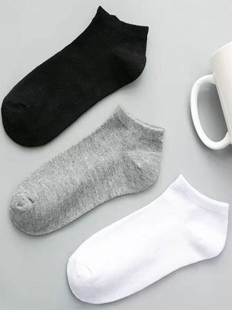 3雙男士素色短襪