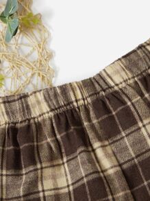 SHEIN 女孩格紋印花短褲