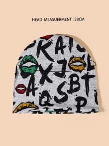 Mũ len họa tiết môi & chữ cái - Nhiều màu - Xem 4