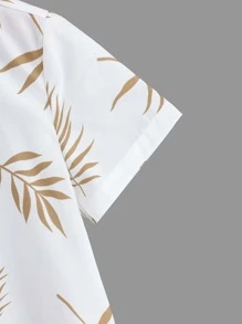 SHEIN Young Boy Tropical Print Shirt & Drawstring Waist Shorts