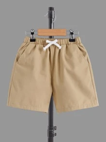 SHEIN Young Boy Tropical Print Shirt & Drawstring Waist Shorts