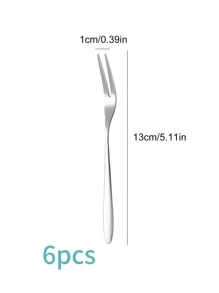 Bộ 6/12/24 chiếc nĩa ăn trái cây bằng thép không gỉ, nĩa gắp tráng miệng mini màu bạc, thích hợp cho tiệc tùng, đồ dùng học tập, trở lại trường học - Bạc - Xem 2