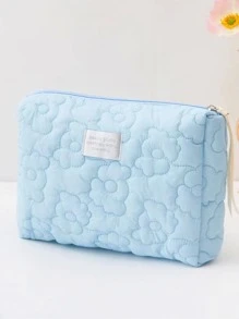 1 Pc Women Flower Makeup Bag Travel Large Wash Bag,Makeup Bag Makeup Pouch Skincare Bag Toiletry Bag Packing Cubes,Travel Essentials Cruise Essentials Dorm Essentials,Wedding Bridesmaid Gifts,Mom Gifts,Birthday Gifts,Gifts For Friends And Teachers,Home Decor,Bathroom Livingroom Bedroom Decor,Bathroom Organizer,Jewelry Organizer,Lip Oil Organizer,Nail Polish Organizer Storage Makeup Organizer Makeup Case - Baby Blue - View 2