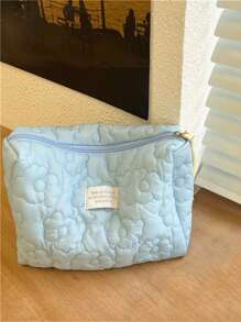 1 Pc Women Flower Makeup Bag Travel Large Wash Bag,Makeup Bag Makeup Pouch Skincare Bag Toiletry Bag Packing Cubes,Travel Essentials Cruise Essentials Dorm Essentials,Wedding Bridesmaid Gifts,Mom Gifts,Birthday Gifts,Gifts For Friends And Teachers,Home Decor,Bathroom Livingroom Bedroom Decor,Bathroom Organizer,Jewelry Organizer,Lip Oil Organizer,Nail Polish Organizer Storage Makeup Organizer Makeup Case - Baby Blue - View 4